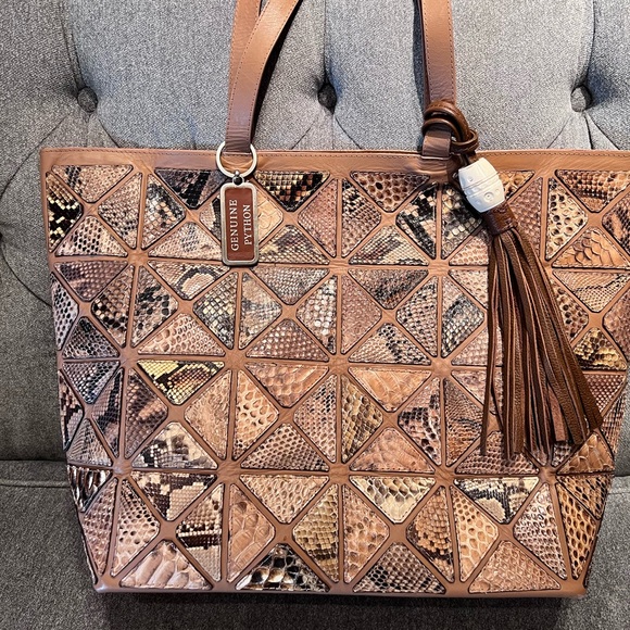 Genuine Python Snake Skin XL Tote - Picture 2 of 10
